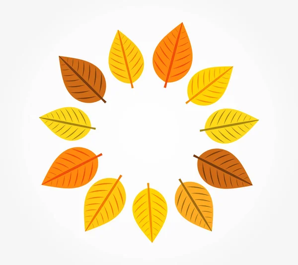 Autumn Leaves Circle Border Background Vector Illustration — Stock Vector