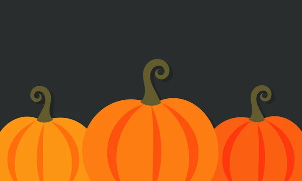 Orange Autumn Pumpkins Dark Background Vector Illustration — Stock Vector