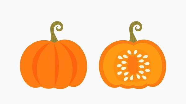 Iconos Calabaza Cortar Calabaza Con Semillas Interior Ilustración Vectorial — Vector de stock