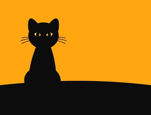 Черная Кошка Хэллоуин Фон Карты Векторная Иллюстрация — стоковый вектор