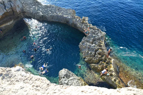 Blue Hole Piscine Naturelle Sur Île Gozo Malte — Photo