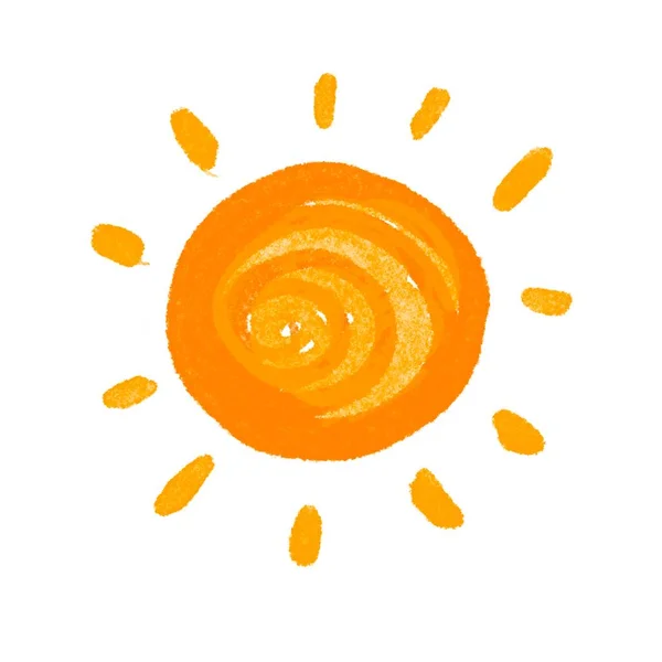 白地に描かれたオレンジ色の太陽 — ストック写真