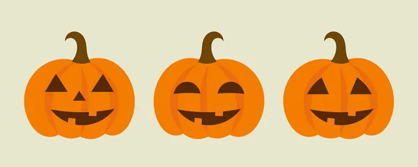 Calabazas Halloween Jack Iconos Linterna Ilustración Vectorial — Vector de stock