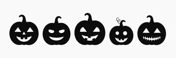 Halloween Pumpkins Jack Lantern Icons Set Vector Illustration — Stock Vector