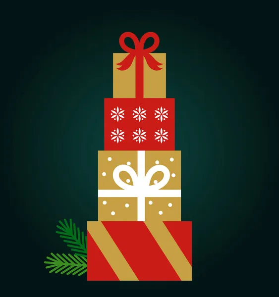 Χριστουγεννιάτικα Δώρα Σκούρο Φόντο Εικονογράφηση Διανύσματος — Διανυσματικό Αρχείο