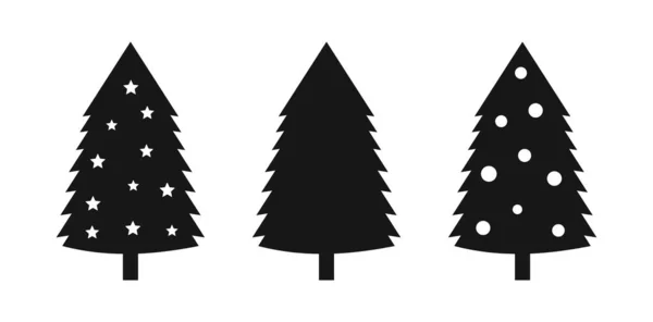Christmas Trees Three Icons Set Vector Illustration — Stock Vector