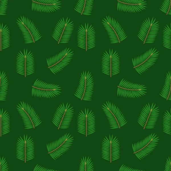 圣诞树冷杉分枝绿色无缝图案 矢量说明 — 图库矢量图片