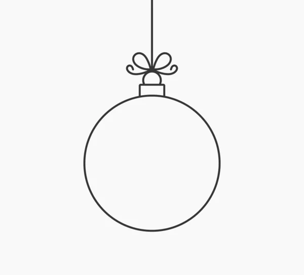 Kerstbal Opknoping Ornament Lijn Pictogram Vector Illustratie — Stockvector