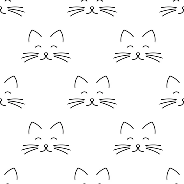 Kočičí Tvář Kreslí Bezproblémové Vzory Vektorová Ilustrace — Stockový vektor