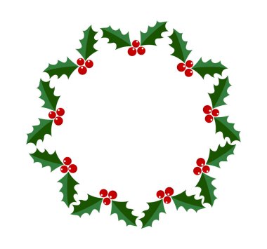 Noel meyveleri ve yaprakları süslemesi. Vektör illüstrasyonu.