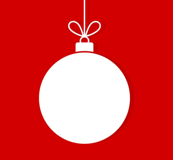 Natal Branco Bauble Ornamento Forma Fundo Vermelho Ilustração Vetorial — Vetor de Stock