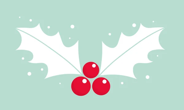 Stechpalmenbeeren Hinterlassen Ein Weißes Symbol Für Weihnachten Vektorillustration — Stockvektor