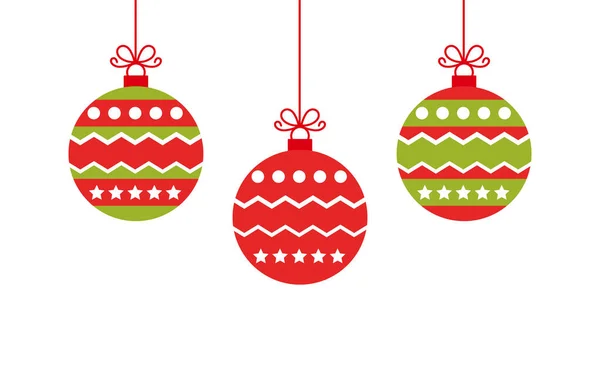 Bolas Natal Ornamentos Isolados Fundo Branco Ilustração Vetorial — Vetor de Stock