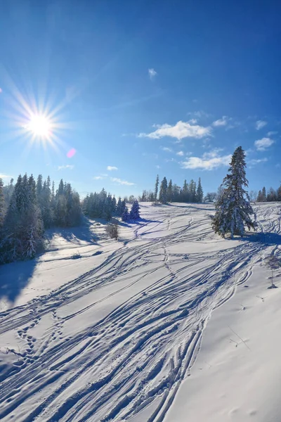 Nieve Fresca Pista Esquí Bialka Tatrzanska Polonia Escenario Invierno Paisaje — Foto de Stock