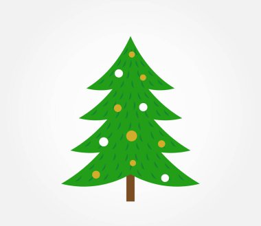 Beyaz arka planda izole edilmiş noel ağacı. vektör illüstrasyonu.