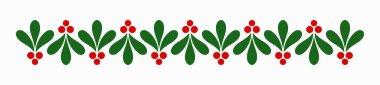 Ökseotu Noel süsleme sınırı. Vektör illüstrasyonu.