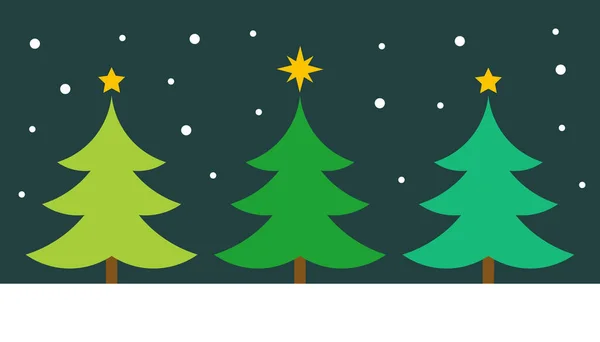 Árboles Navidad Tarjeta Noche Invierno Ilustración Vectorial — Archivo Imágenes Vectoriales