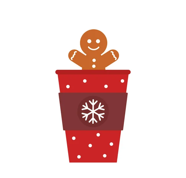 Kerst Winter Peperkoek Koffie Chocolade Een Kopje Gaan Vectorillustratie — Stockvector