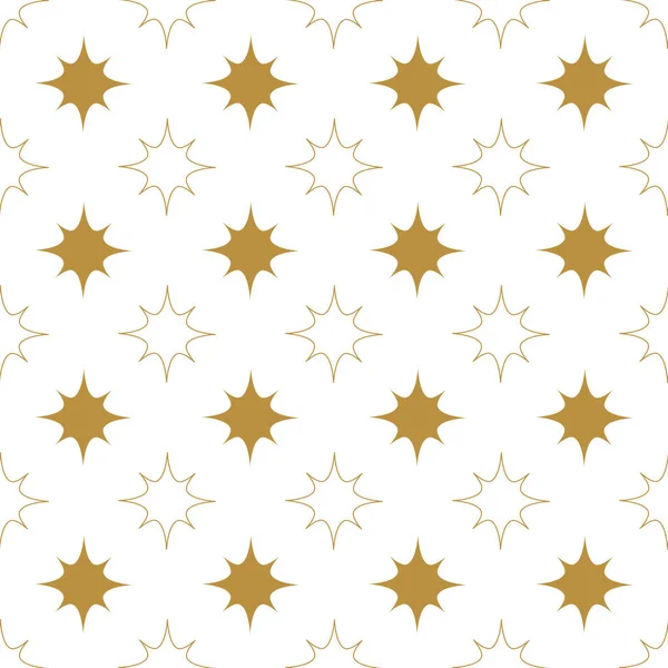 Zlaté Hvězdy Bezešvé Vzor Vektorové Ilustrace — Stockový vektor