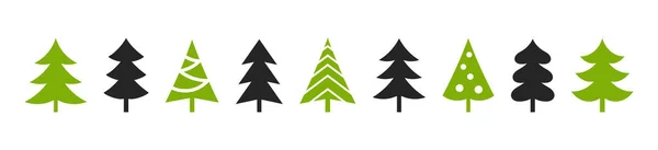 Χριστουγεννιάτικα Δέντρα Εικονίδια Που Σύνορα Απομονώνονται Λευκό Φόντο Εικονογράφηση Διανύσματος — Διανυσματικό Αρχείο