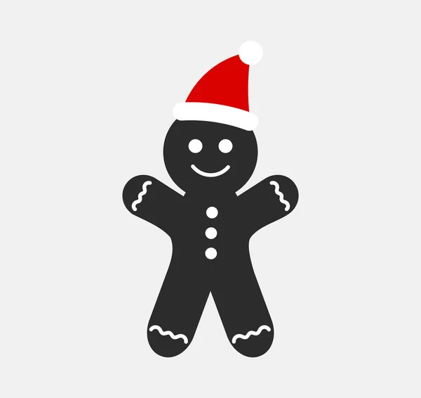 Peperkoek Man Met Kerstmuts Kerst Vector Illustratie — Stockvector