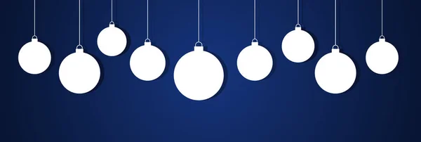 Bolas Natal Pendurado Ornamentos Fundo Azul Ilustração Vetorial — Vetor de Stock