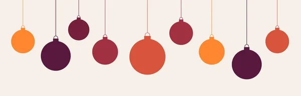 Kerstballen Opknoping Ornamenten Retro Stijl Kleuren Platte Ontwerp Vector Illustratie — Stockvector