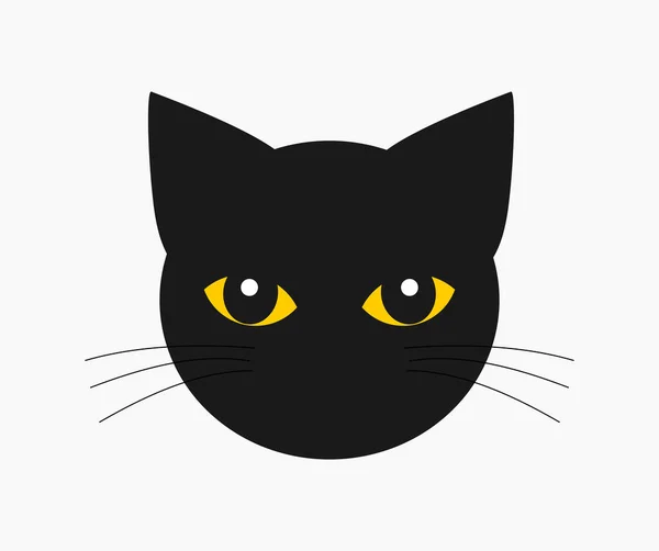 Forma Cara Gato Negro Con Hermosos Ojos Naranjas Ilustración Vectorial — Vector de stock