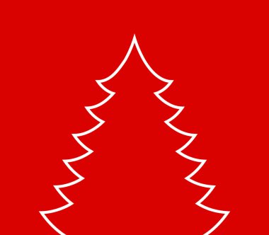 Kırmızı arka planda noel ağacı şekli. Noel kartı çizimi.