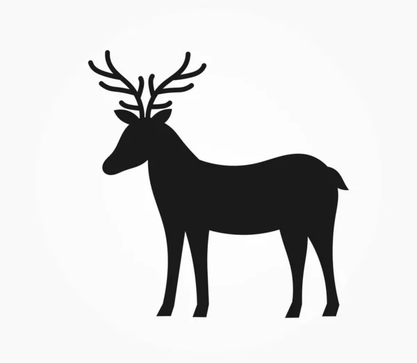 Reindeer Silhouette Christmas Icon Vector Illustration — Stock Vector