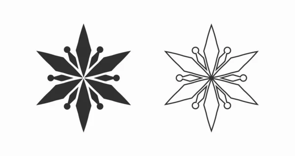 Copos Nieve Estrellas Iconos Aislados Ilustración Vectorial — Vector de stock