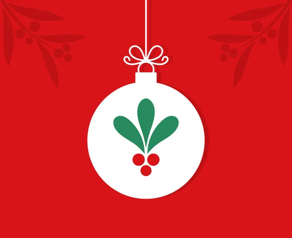 Kerstbal Decoratie Met Maretak Ornament Vectorillustratie — Stockvector