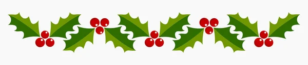 Holly Berries Leaves Christmas Border Vector Illustration — Stock Vector