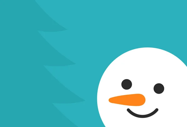 Bonito Boneco Neve Rosto Árvore Natal Fundo Ilustração Vetorial —  Vetores de Stock