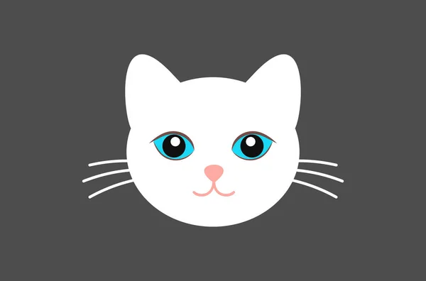 Carino Viso Gatto Bianco Con Gli Occhi Blu Illustrazione Vettoriale — Vettoriale Stock