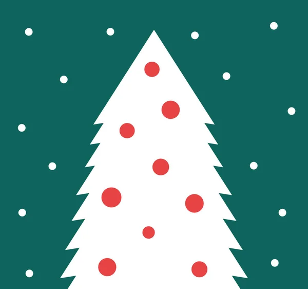 Witte Kerstboom Wenskaart Achtergrond Vectorillustratie — Stockvector