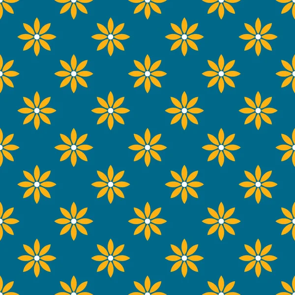 Πορτοκαλί Λουλούδια Μπλε Φόντο Αδιάλειπτη Μοτίβο Εικονογράφηση Διανύσματος — Διανυσματικό Αρχείο