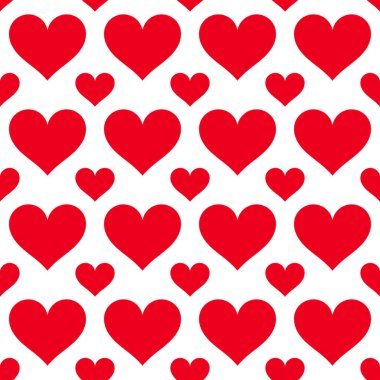 Kırmızı kalpler Dikişsiz desen arka plan. Vektör çizim.
