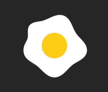 Siyah arka planda sahanda yumurta ikonu. Kahvaltı yumurtası. Vektör illüstrasyonu