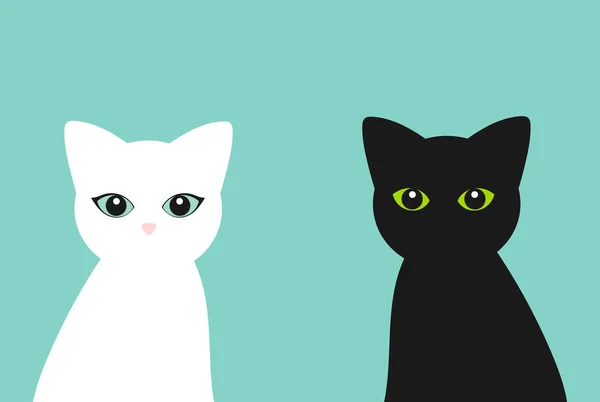 Gatos Blancos Negros Ilustración Vectorial — Vector de stock