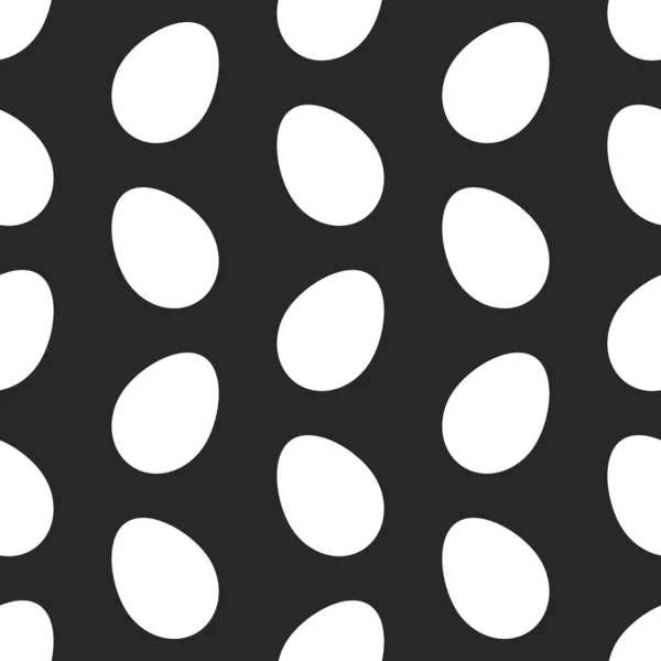 Witte Eieren Zwarte Achtergrond Naadloos Patroon Vectorillustratie — Stockvector