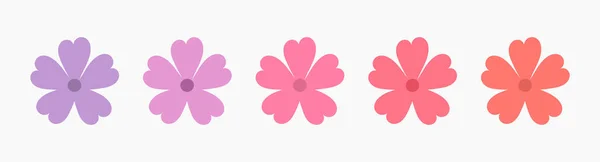 Niedliche Blumen Symbole Gesetzt Lila Und Rosa Flachen Design Farben — Stockvektor