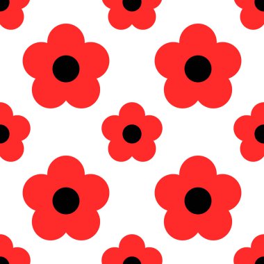 Kırmızı çiçekler dikişsiz çiçek desenleri. Vektör illüstrasyonu.