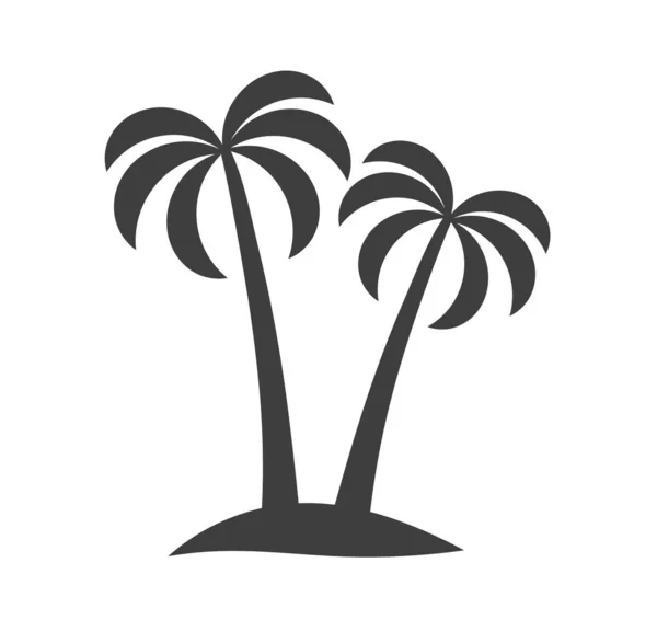 Palmbomen Het Eiland Pictogram Geïsoleerd Witte Achtergrond Vectorillustratie — Stockvector