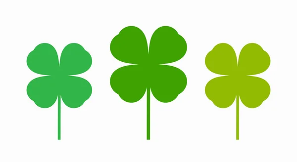 Green Clovers Icons Isolated White Background Saint Patrick Day Vector — Stock Vector