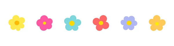Jolies Petites Icônes Fleurs Ensemble Illustration Vectorielle — Image vectorielle