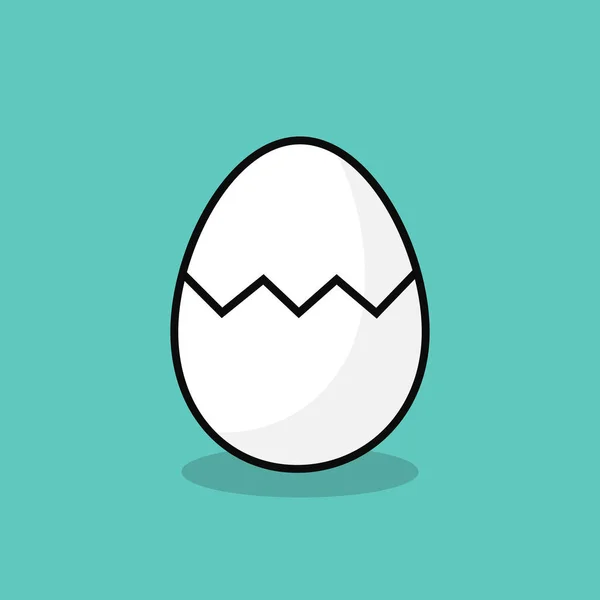 Icona Dell Uovo Incrinato Sfondo Blu Illustrazione Vettore Uovo Bianco — Vettoriale Stock