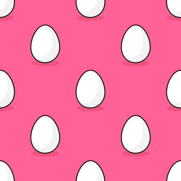 Easter White Eggs Pink Background Seamless Pattern Cartoon Style Easter — Vetor de Stock