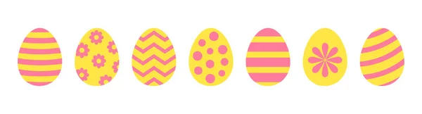 Paskalya Yumurtaları Renkli Ikonlar Koleksiyon Yapıyor Vektör Illüstrasyonu — Stok Vektör