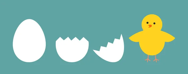 Easter Egg Chick Story Cute Chick Hatched Egg Vector Illustration — Archivo Imágenes Vectoriales